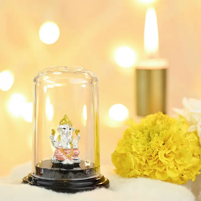 999 Silver Ganpati Serene Idol