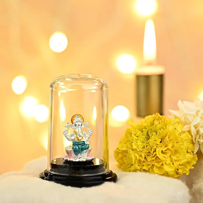 999 Silver Lambodara Ganesh Idol