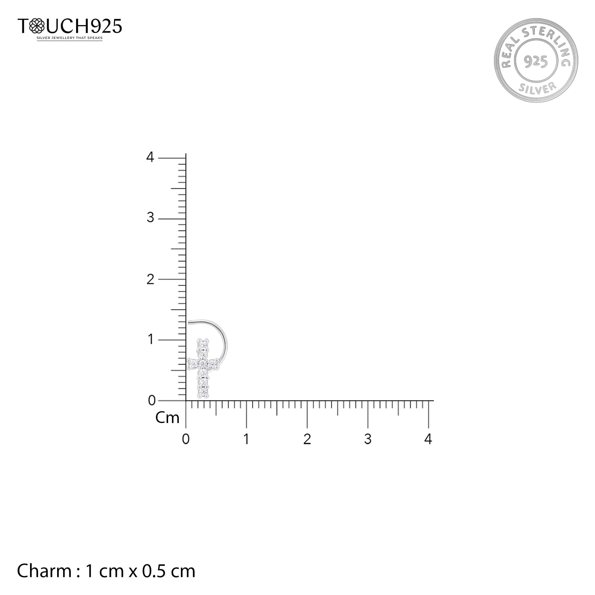 Cross Charm Silver Nose Pin