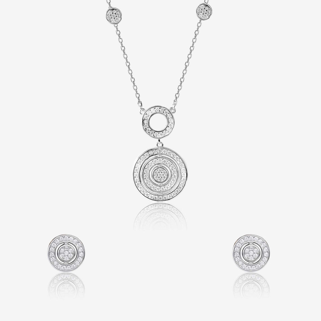 Radiant Circle CZ Statement Necklace Set