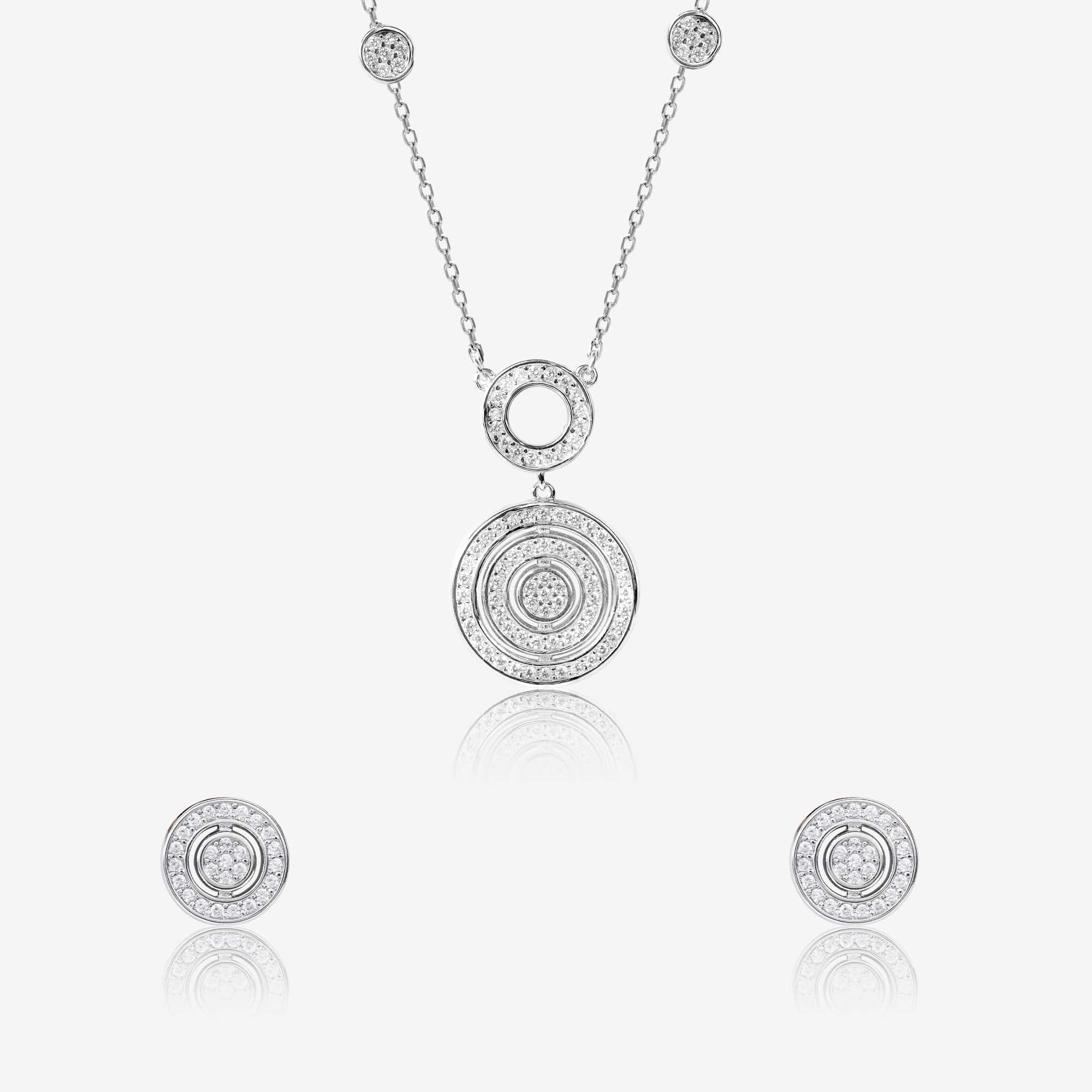 Radiant Circle CZ Statement Necklace Set