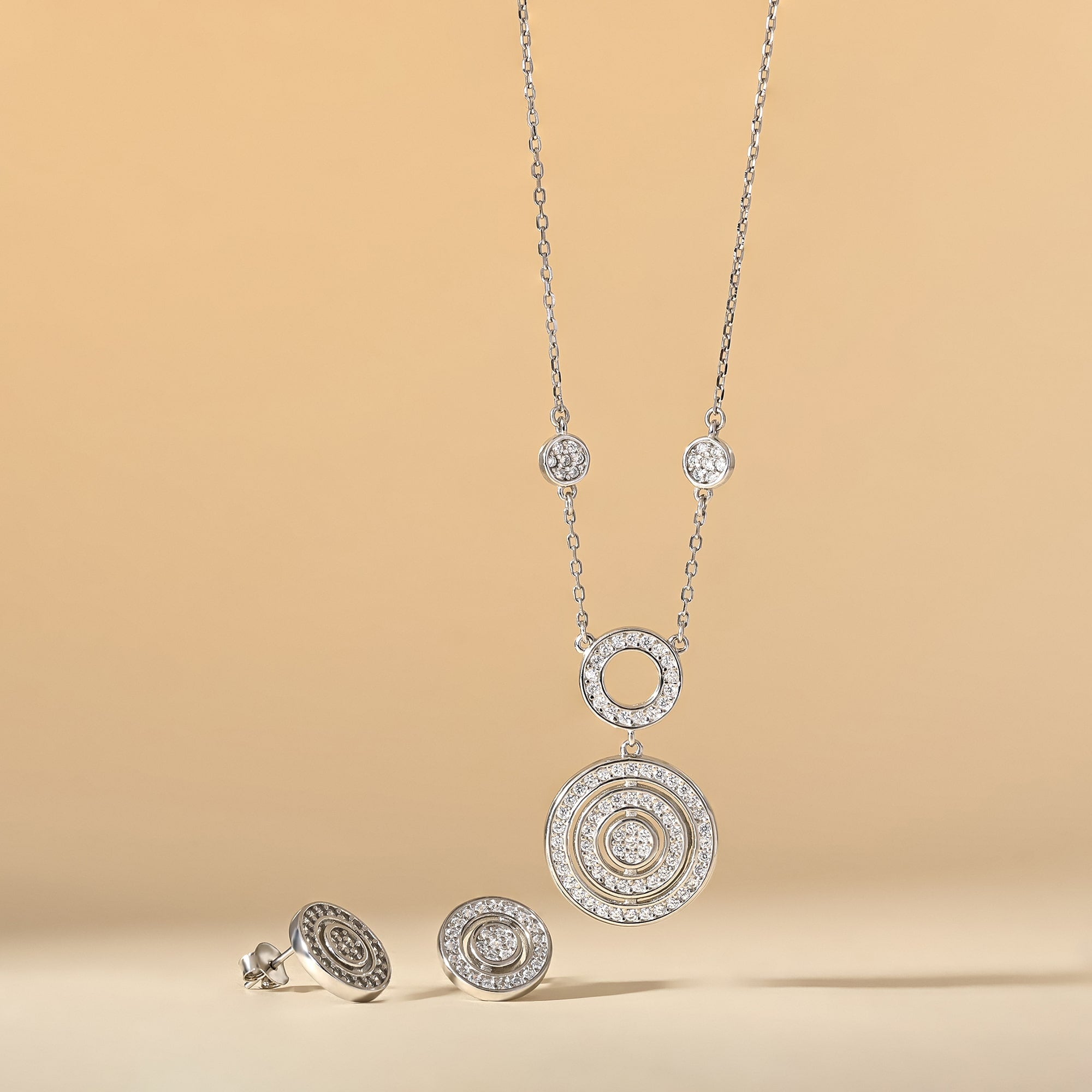 Radiant Circle CZ Statement Necklace Set