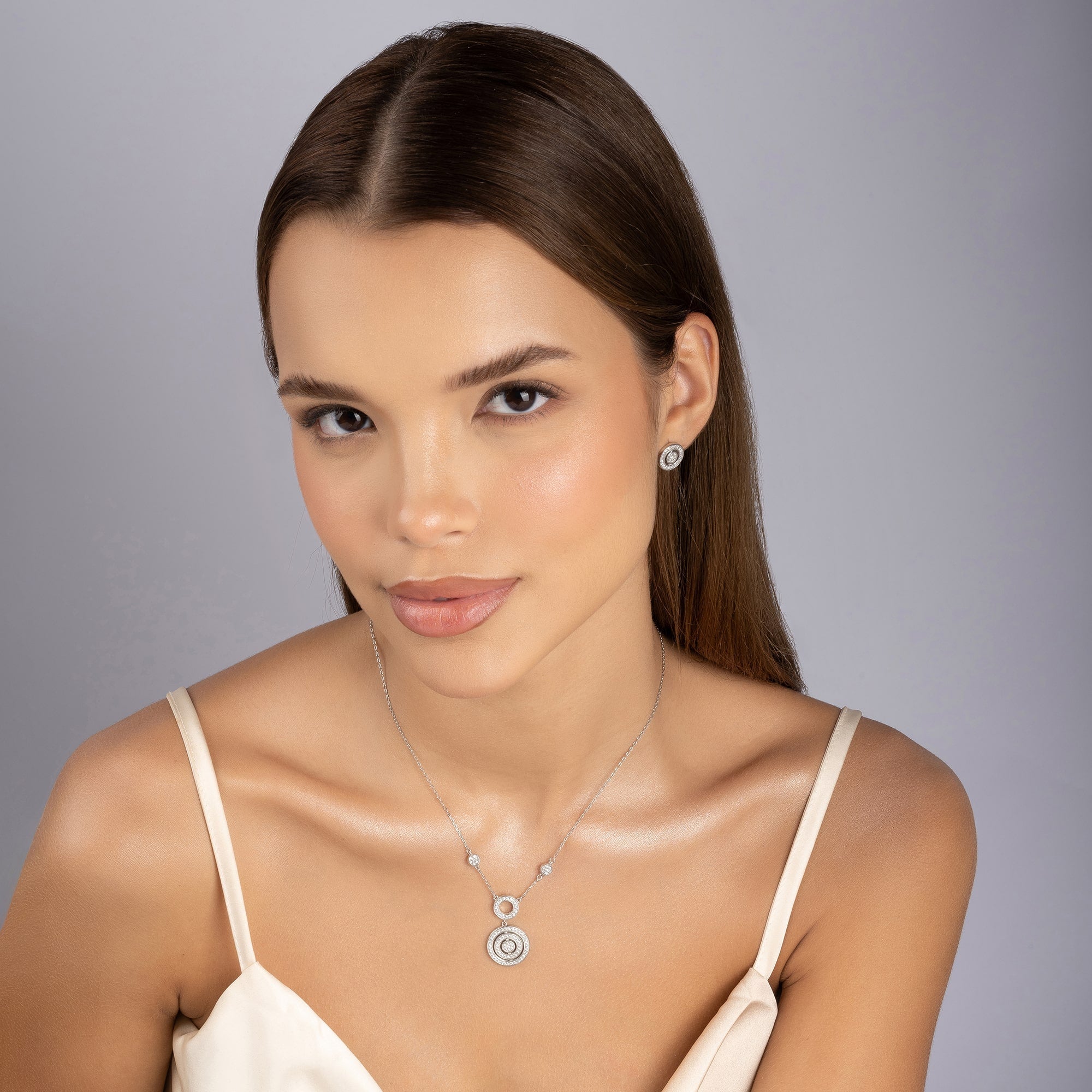 Radiant Circle CZ Statement Necklace Set