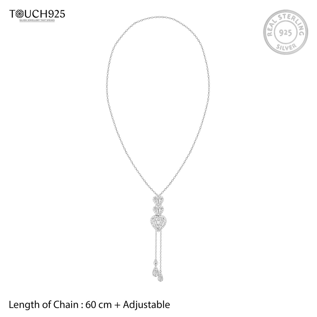 Graceful Heartstrings Silver Necklace Set