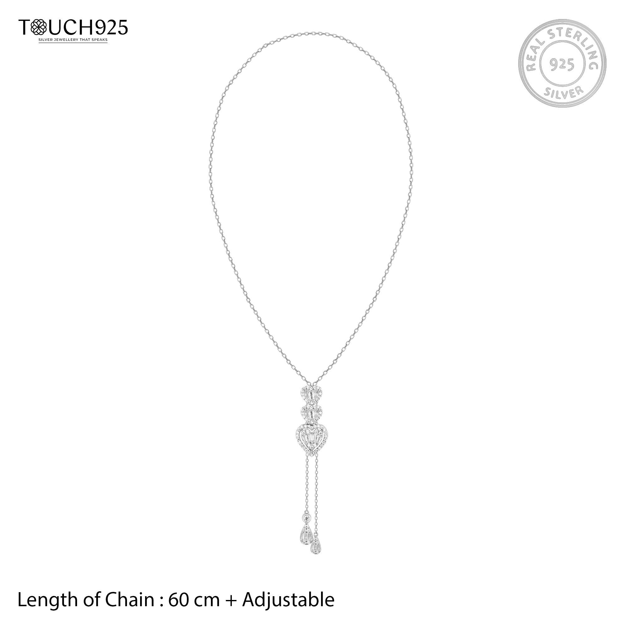 Graceful Heartstrings Silver Necklace Set