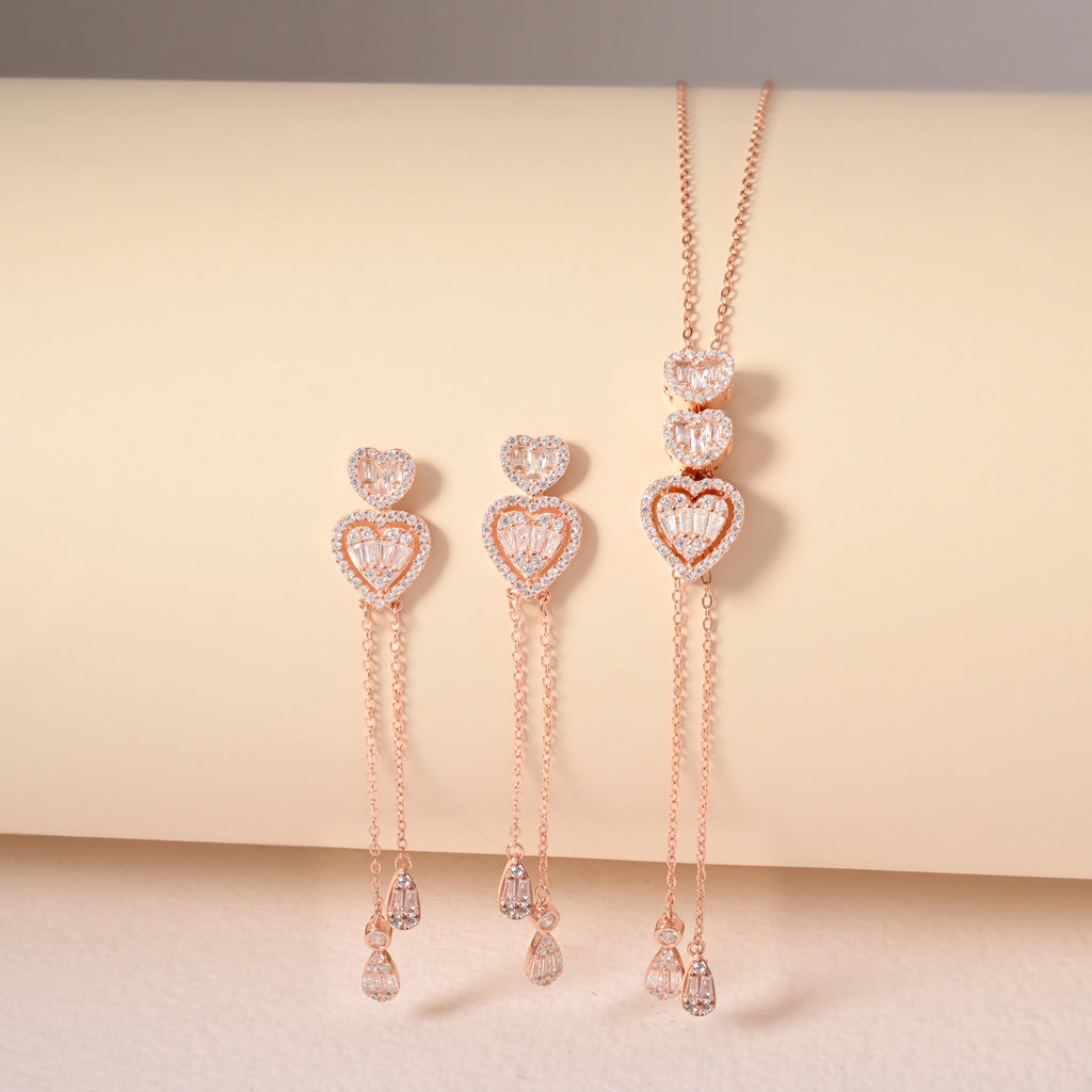Graceful Heartstrings Silver Necklace Set