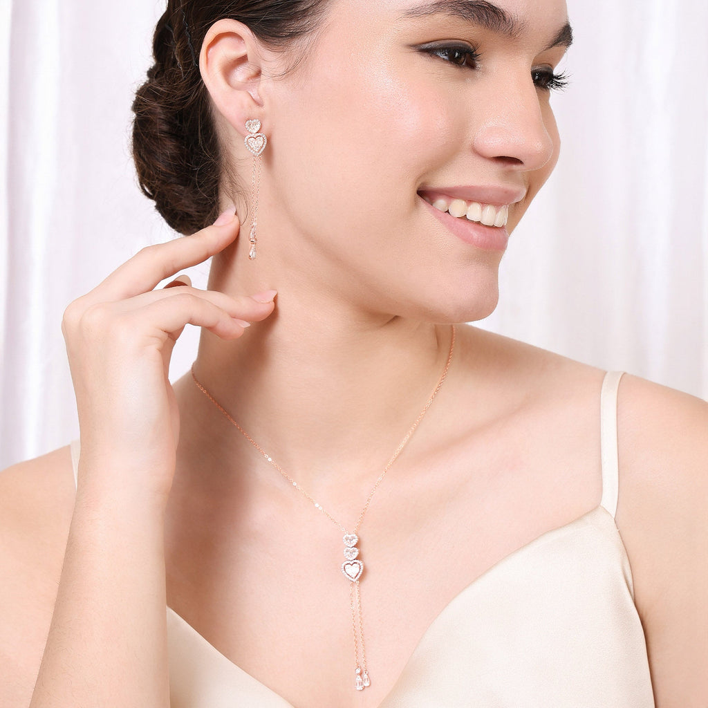 Graceful Heartstrings Silver Necklace Set