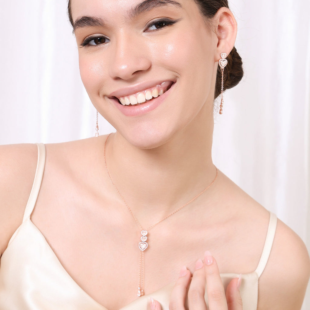 Graceful Heartstrings Silver Necklace Set