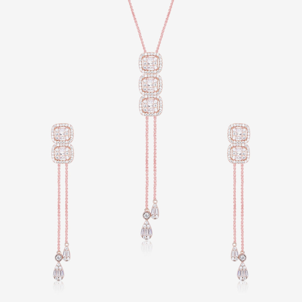Radiant Cubic Cascade Necklace Set