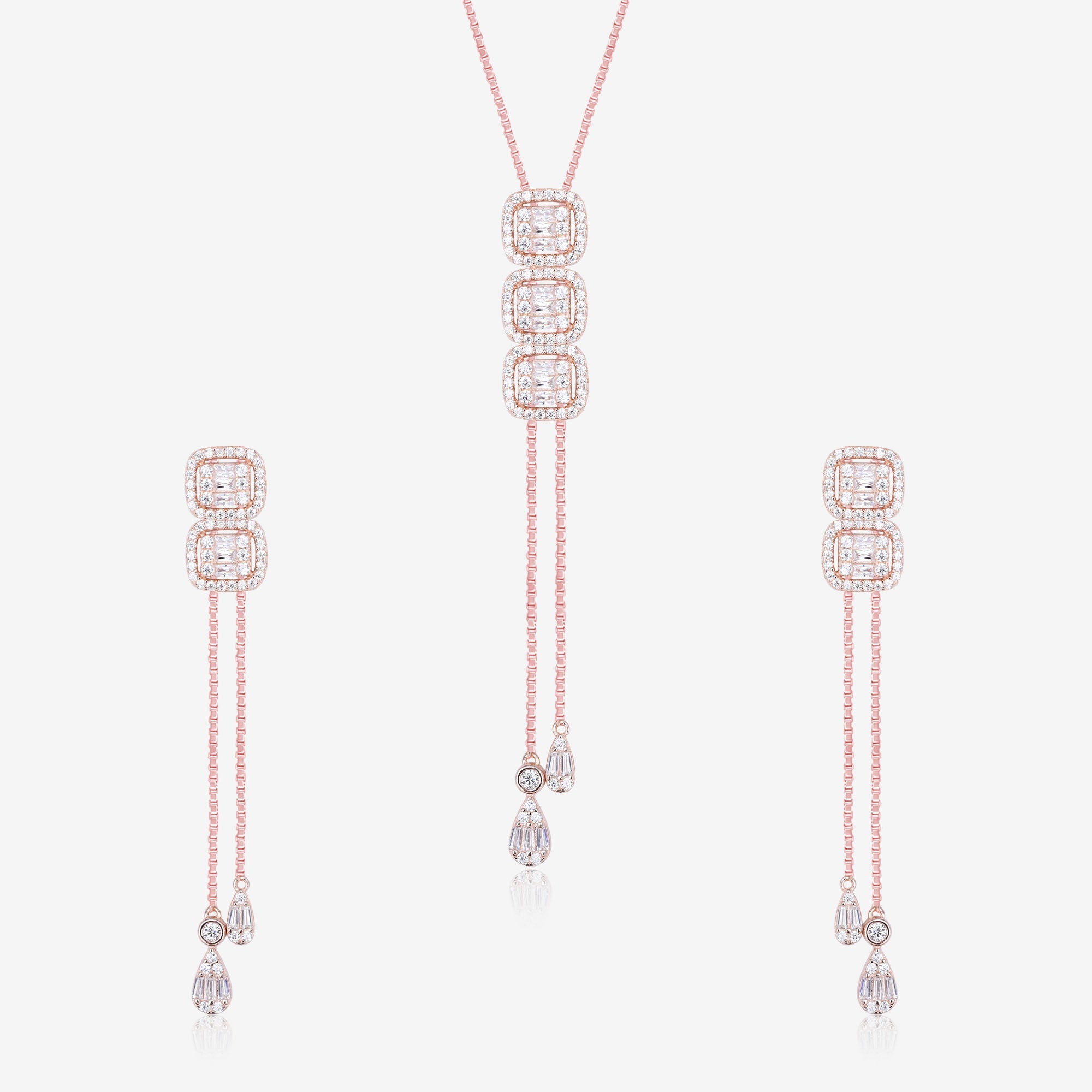 Radiant Cubic Cascade Necklace Set