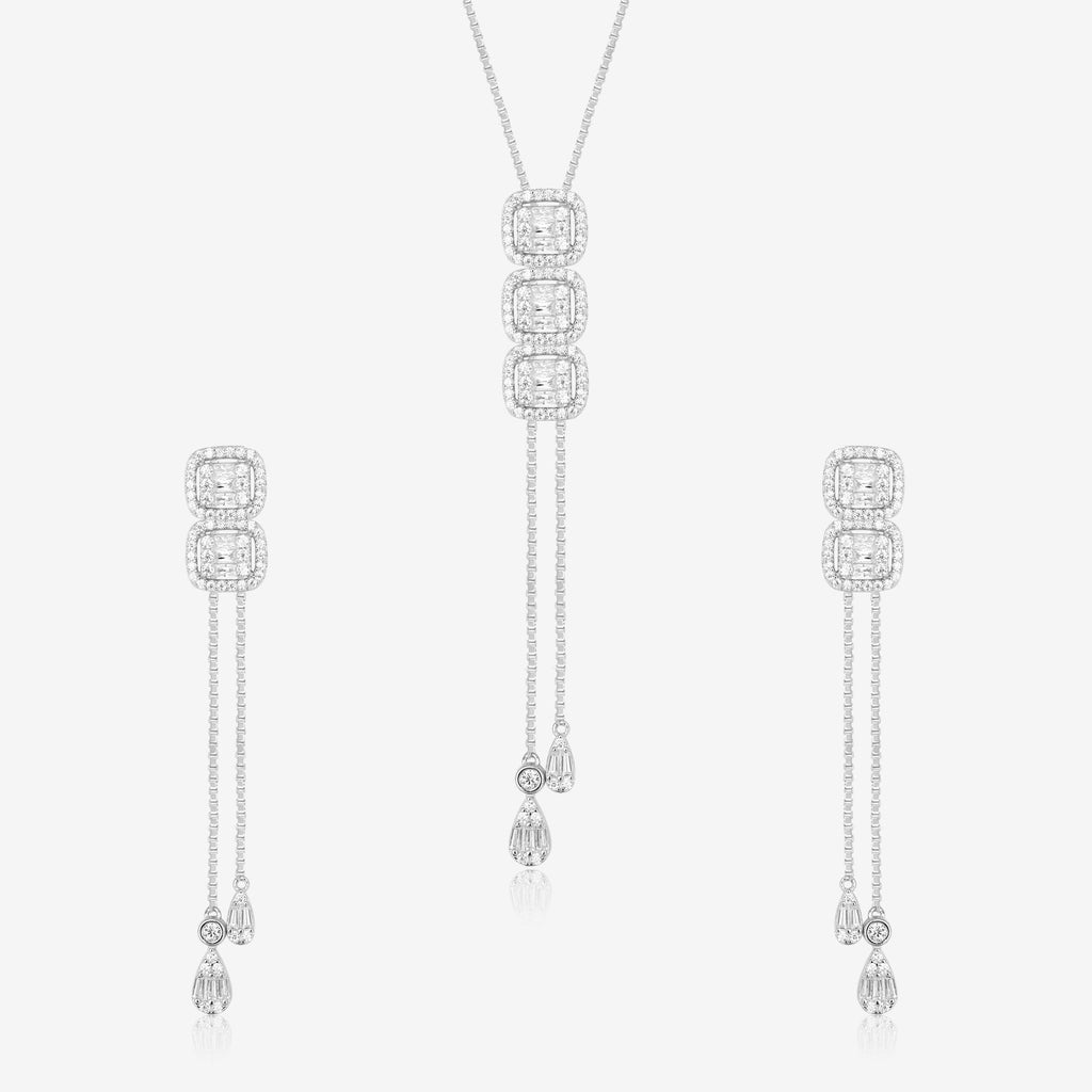 Radiant Cubic Cascade Necklace Set