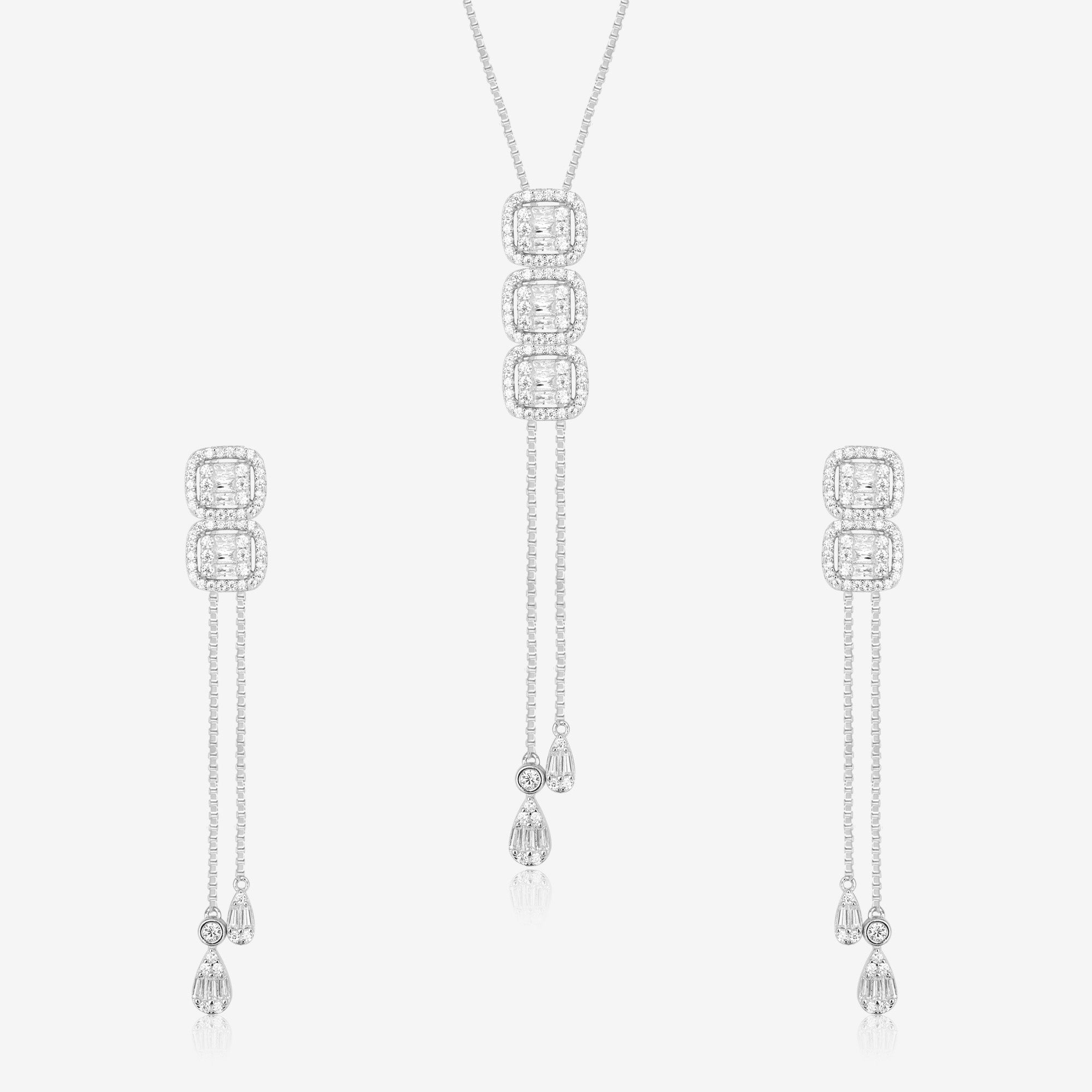 Radiant Cubic Cascade Necklace Set