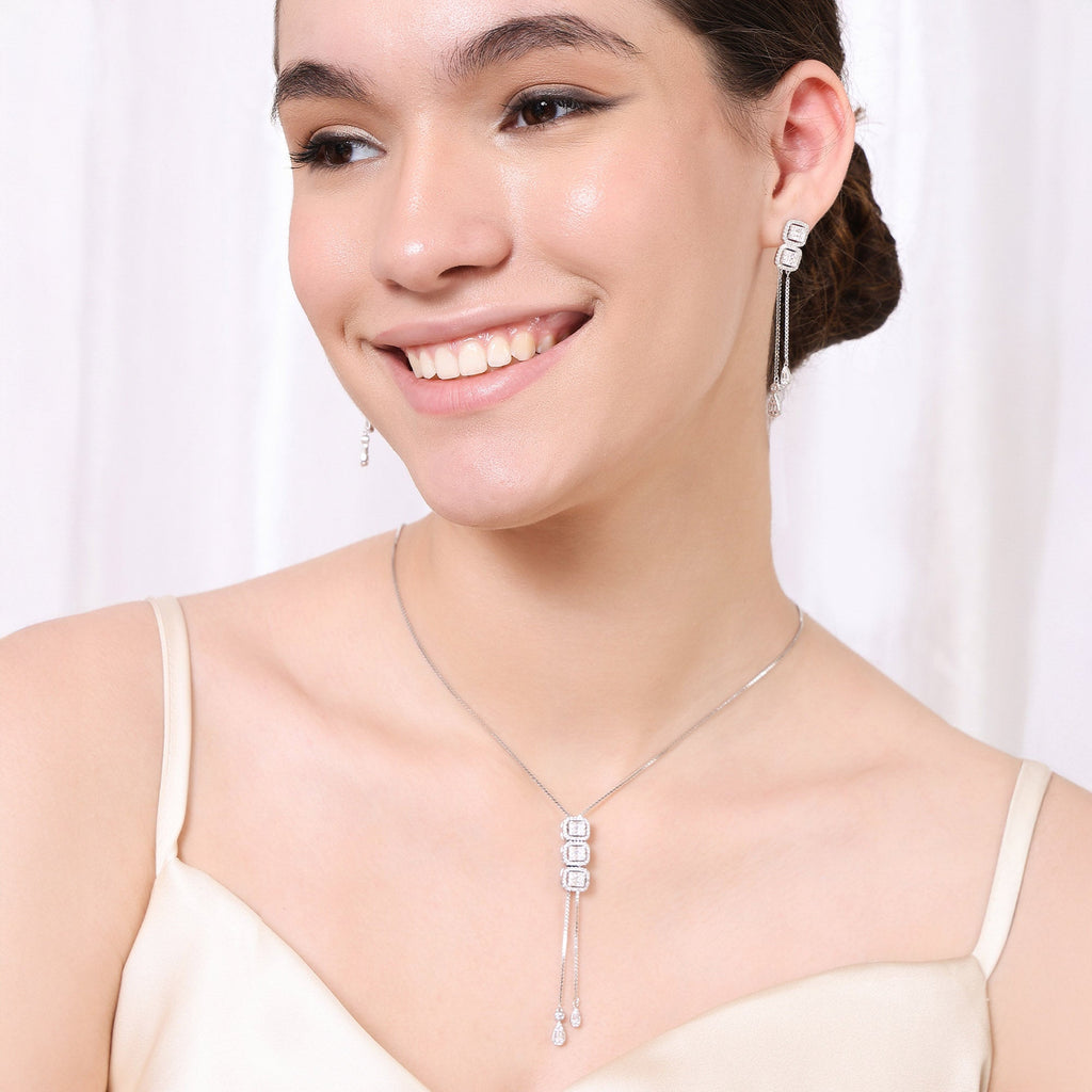 Radiant Cubic Cascade Necklace Set