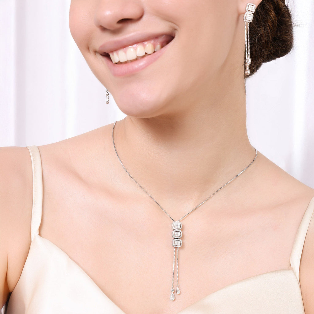 Radiant Cubic Cascade Necklace Set