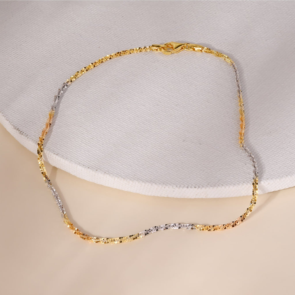 Triple Shade Fancy Silver Anklet