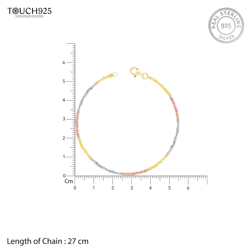 Triple Shade Fancy Silver Anklet