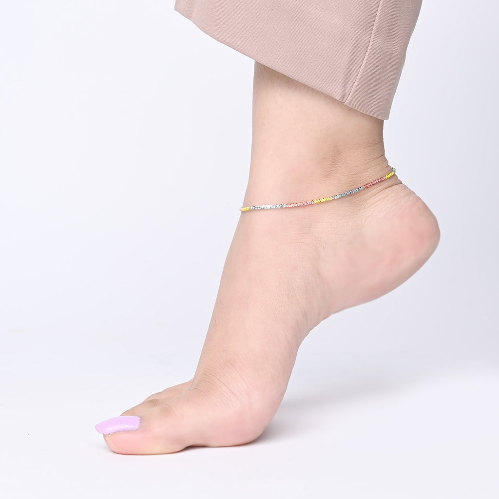 Triple Shade Fancy Silver Anklet