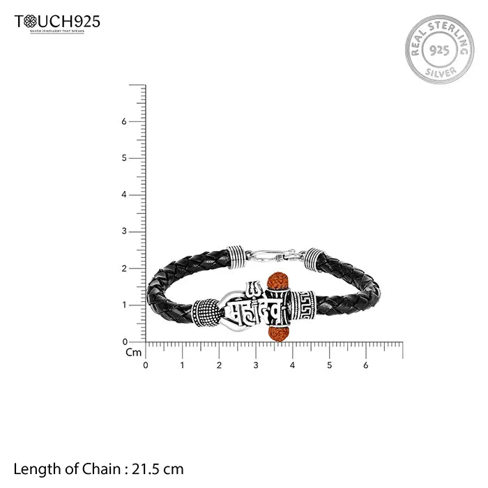 Mahadev Engraved Silver Bracelet