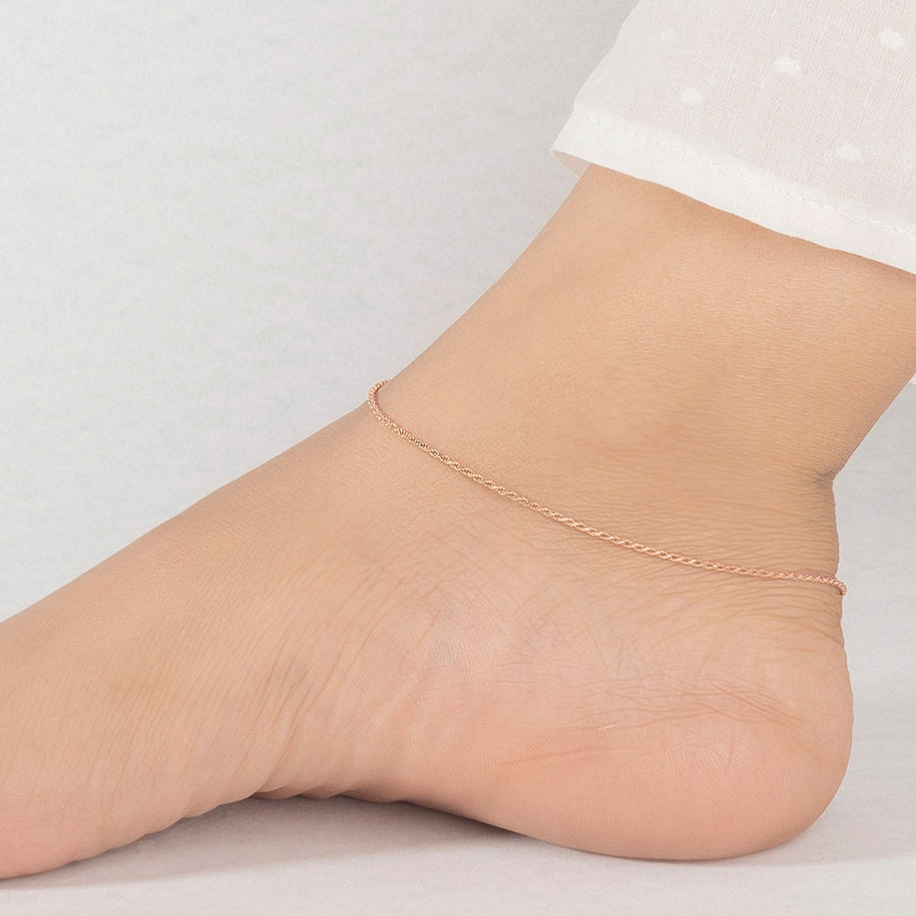 Classic Rolo Silver Anklet