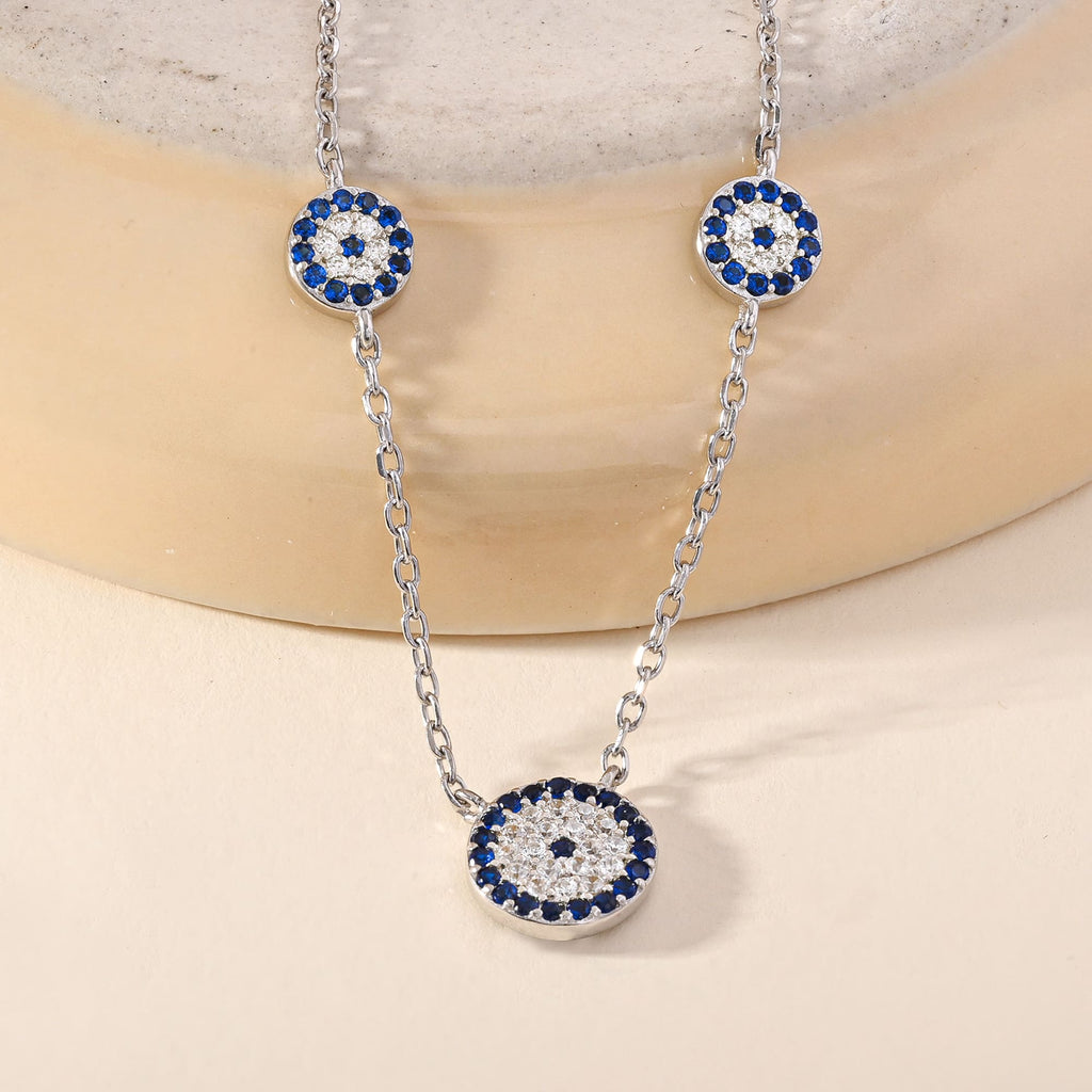 Circular Blue Floral Necklace