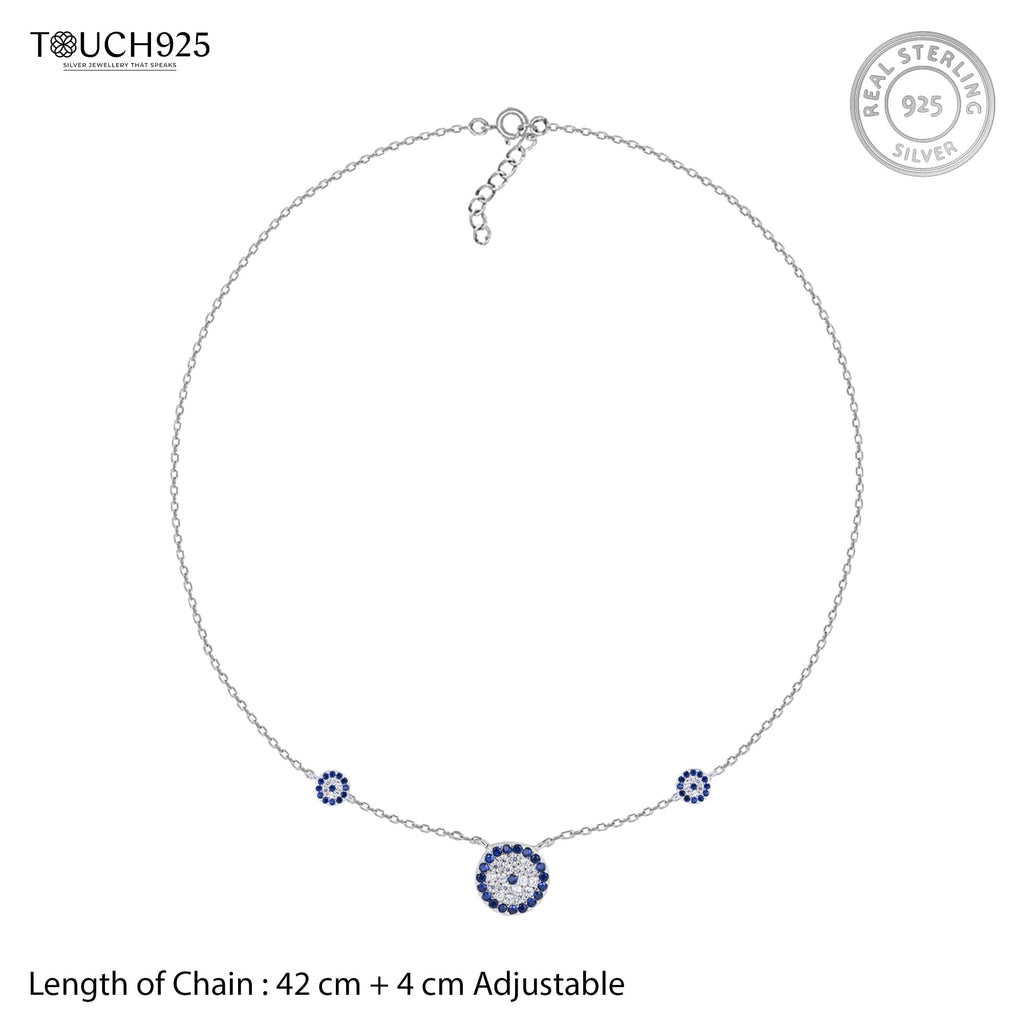 Circular Blue Floral Necklace