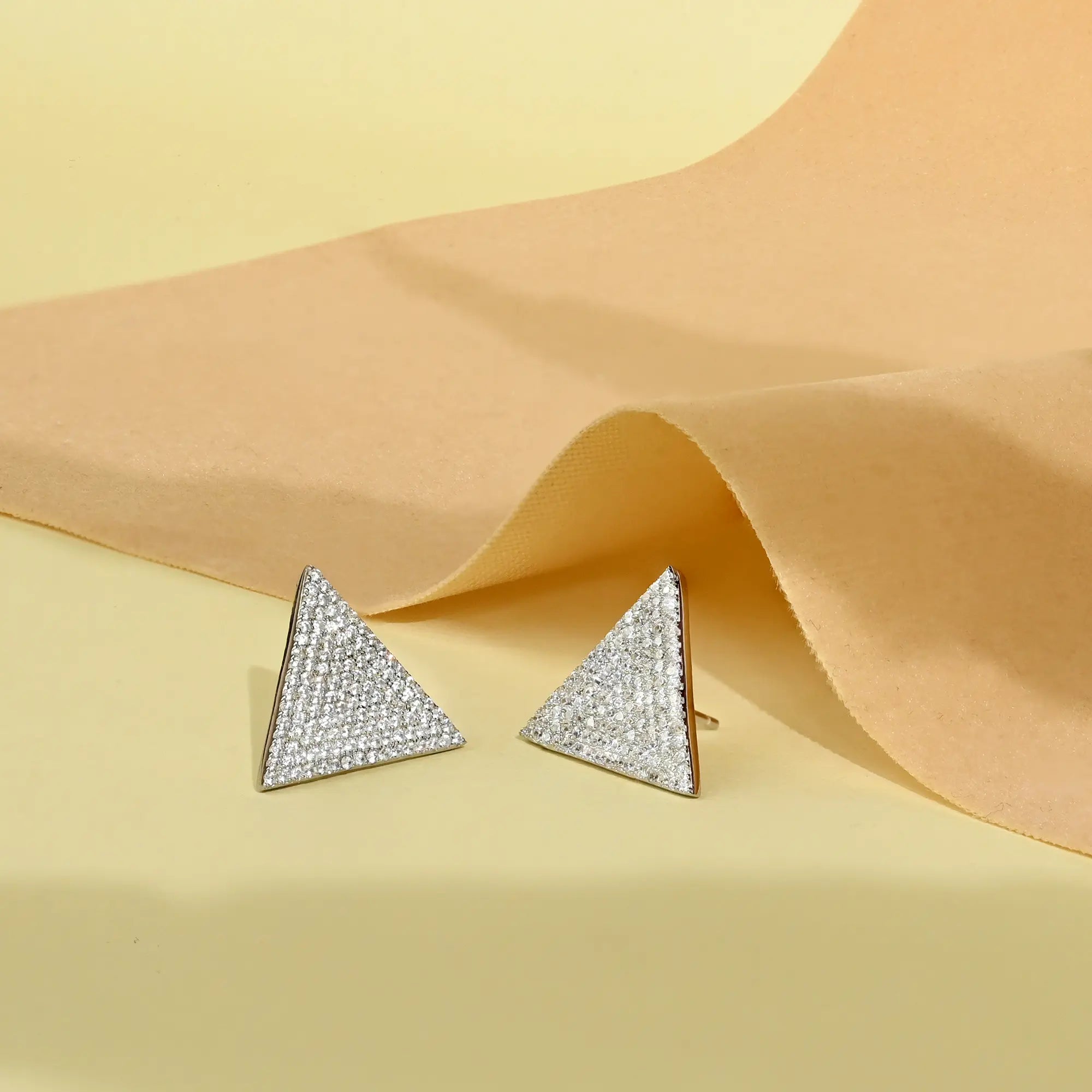 Geometric Glamour CZ Triangle Studs