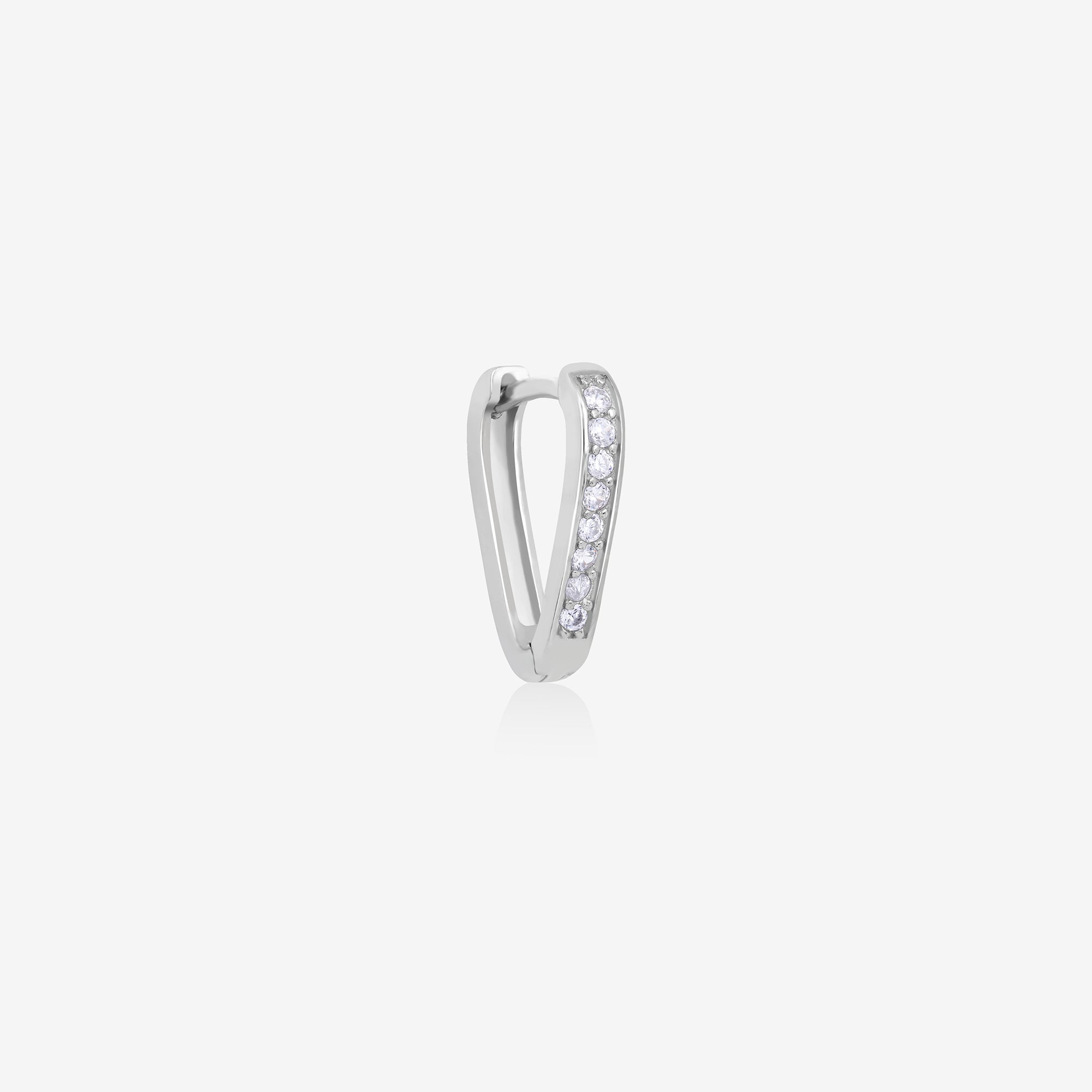 Classic Triangular CZ Silver Hoops