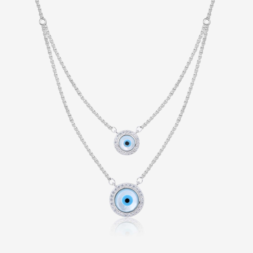 Double Layer Evil Eye Necklace Set