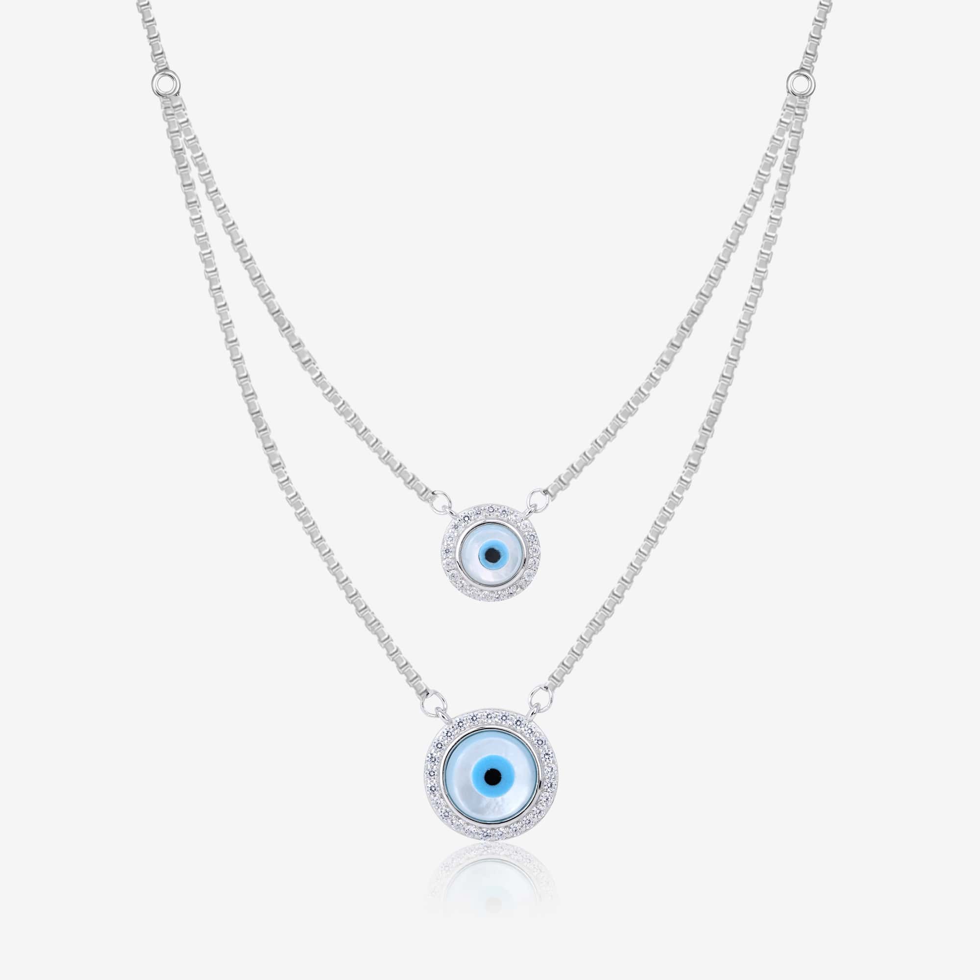 Double Layer Evil Eye Necklace Set