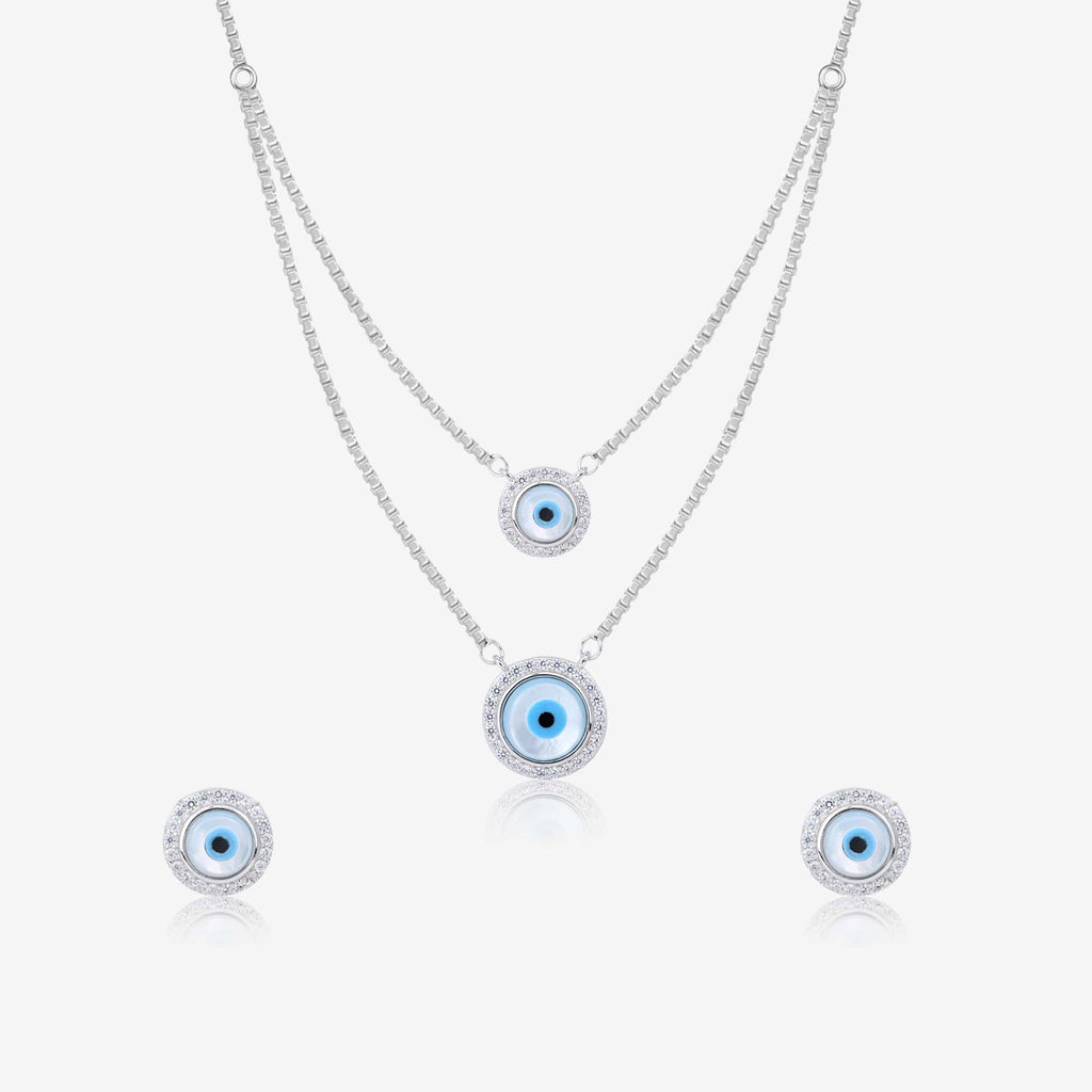 Double Layer Evil Eye Necklace Set