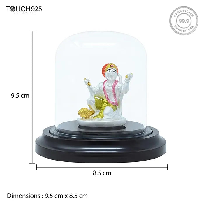999 Silver Devotee Divine Hanuman Idol - Touch925