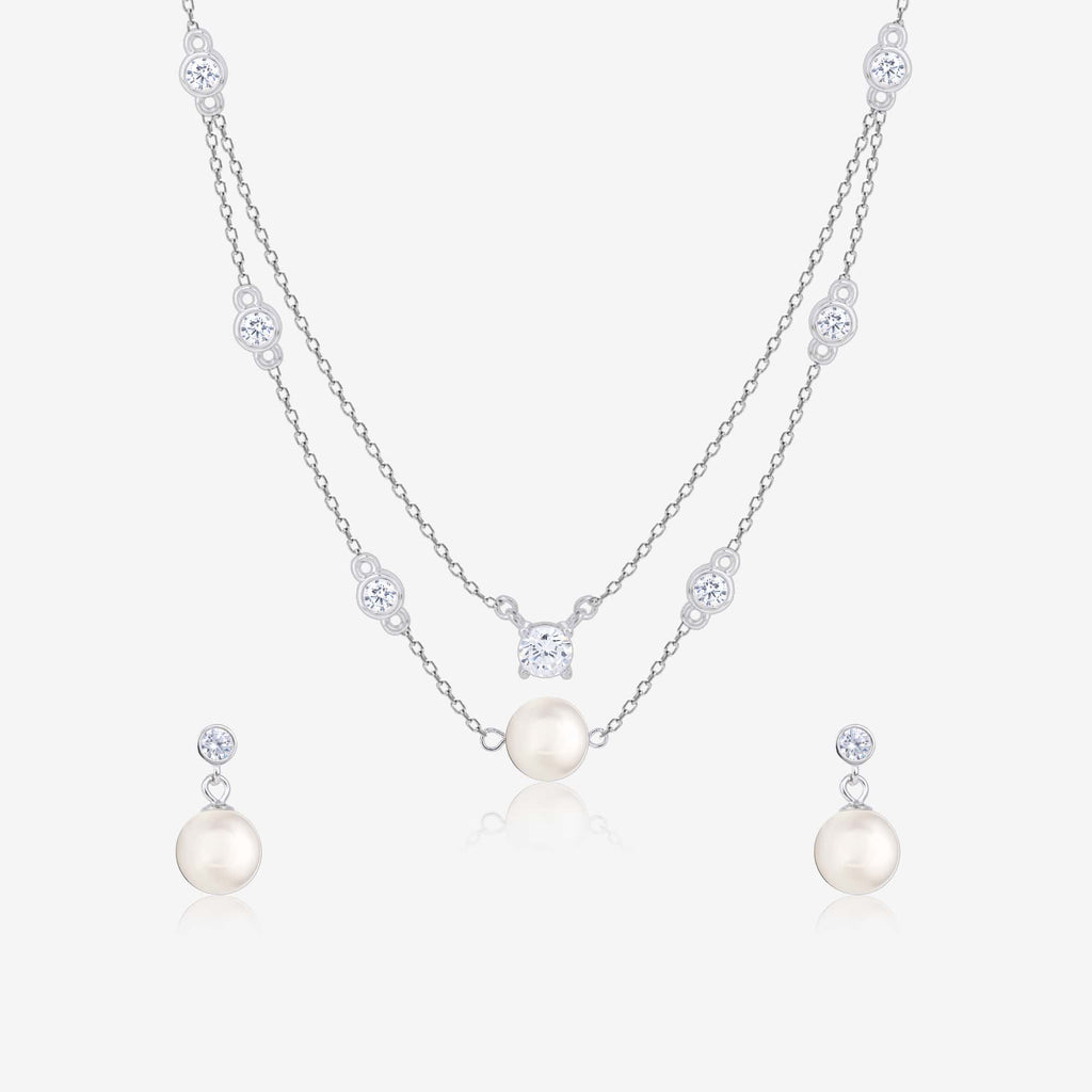 Double Layer Pearl Necklace Set
