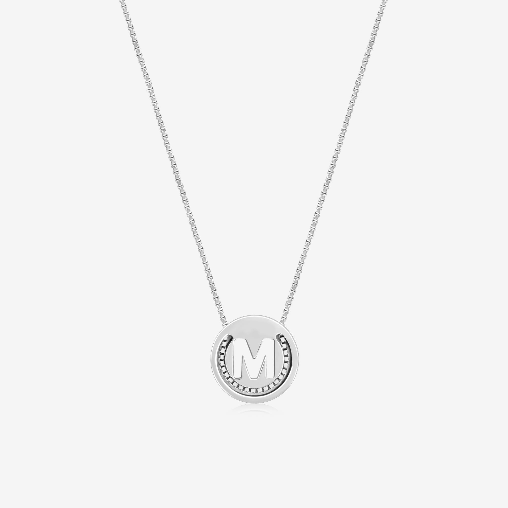 Circular Initial 'M' Necklace
