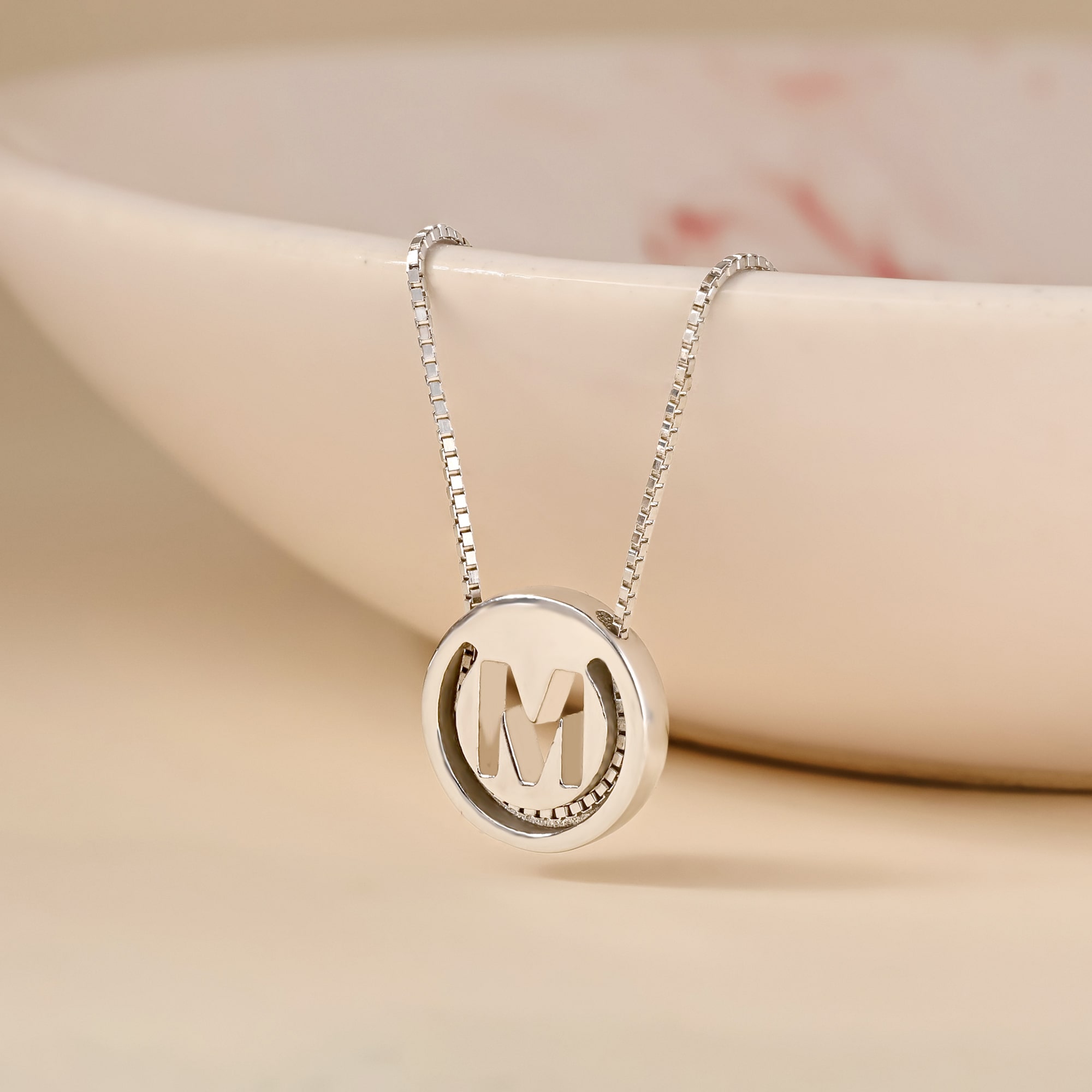 Circular Initial 'M' Necklace