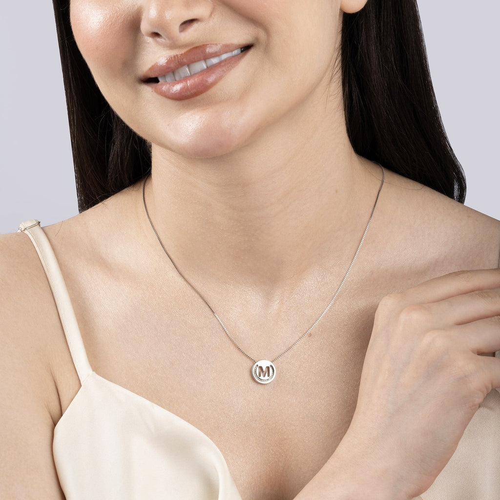 Circular Initial 'M' Necklace