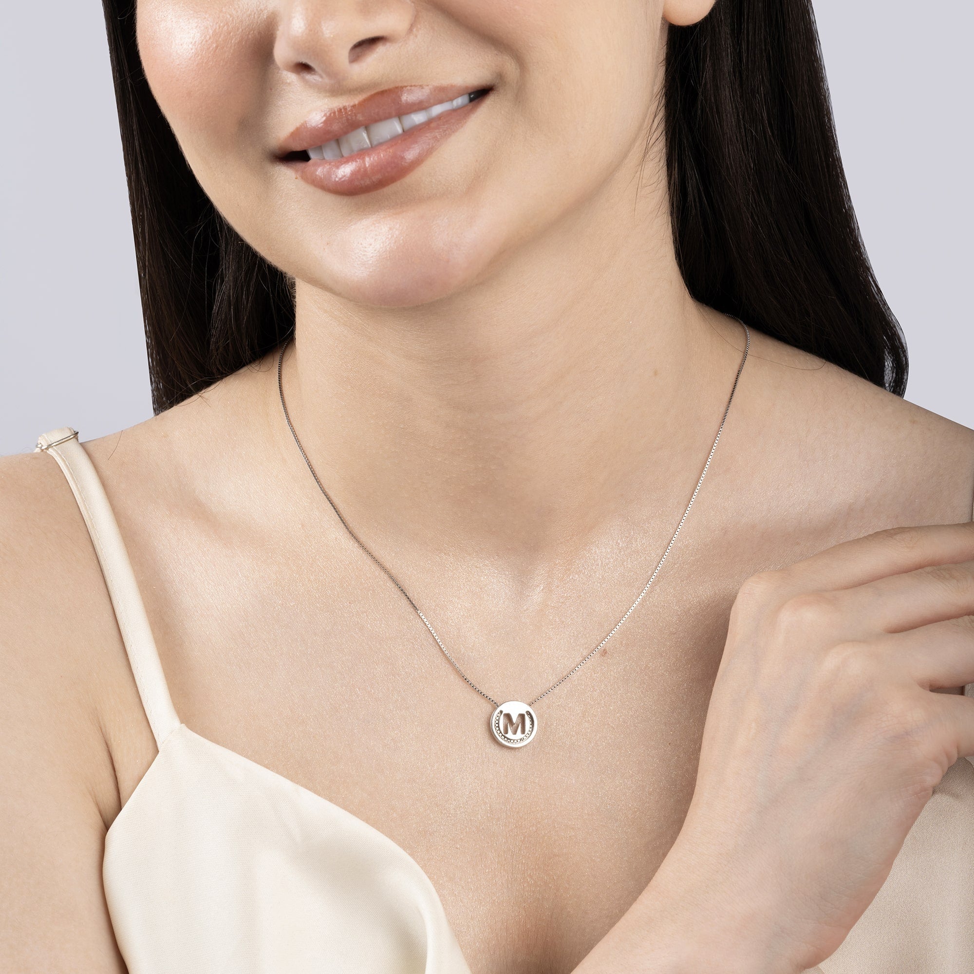 Circular Initial 'M' Necklace