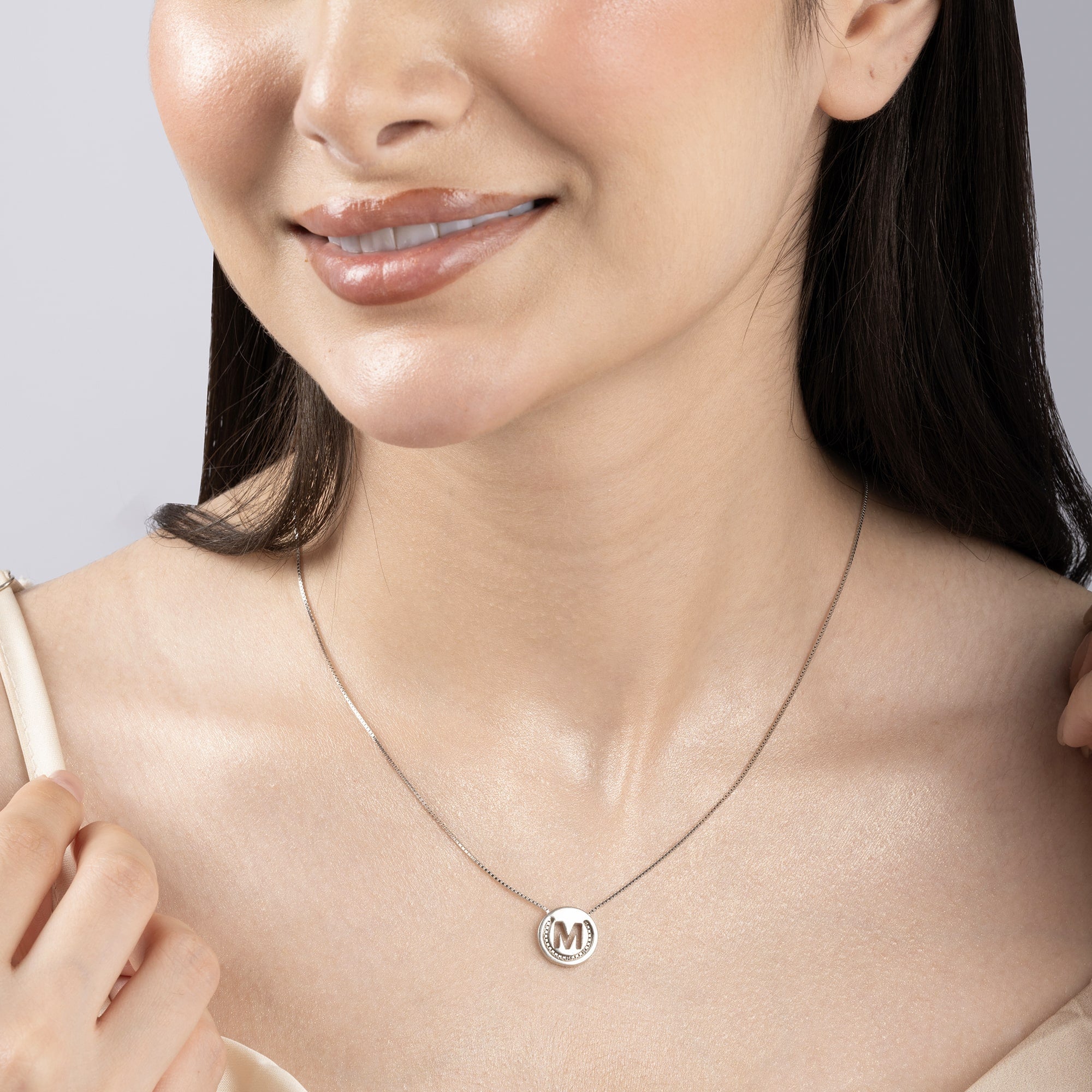 Circular Initial 'M' Necklace
