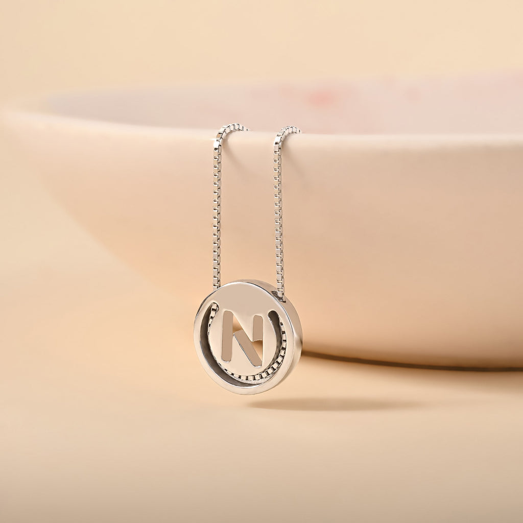 Circular Initial 'N' Necklace