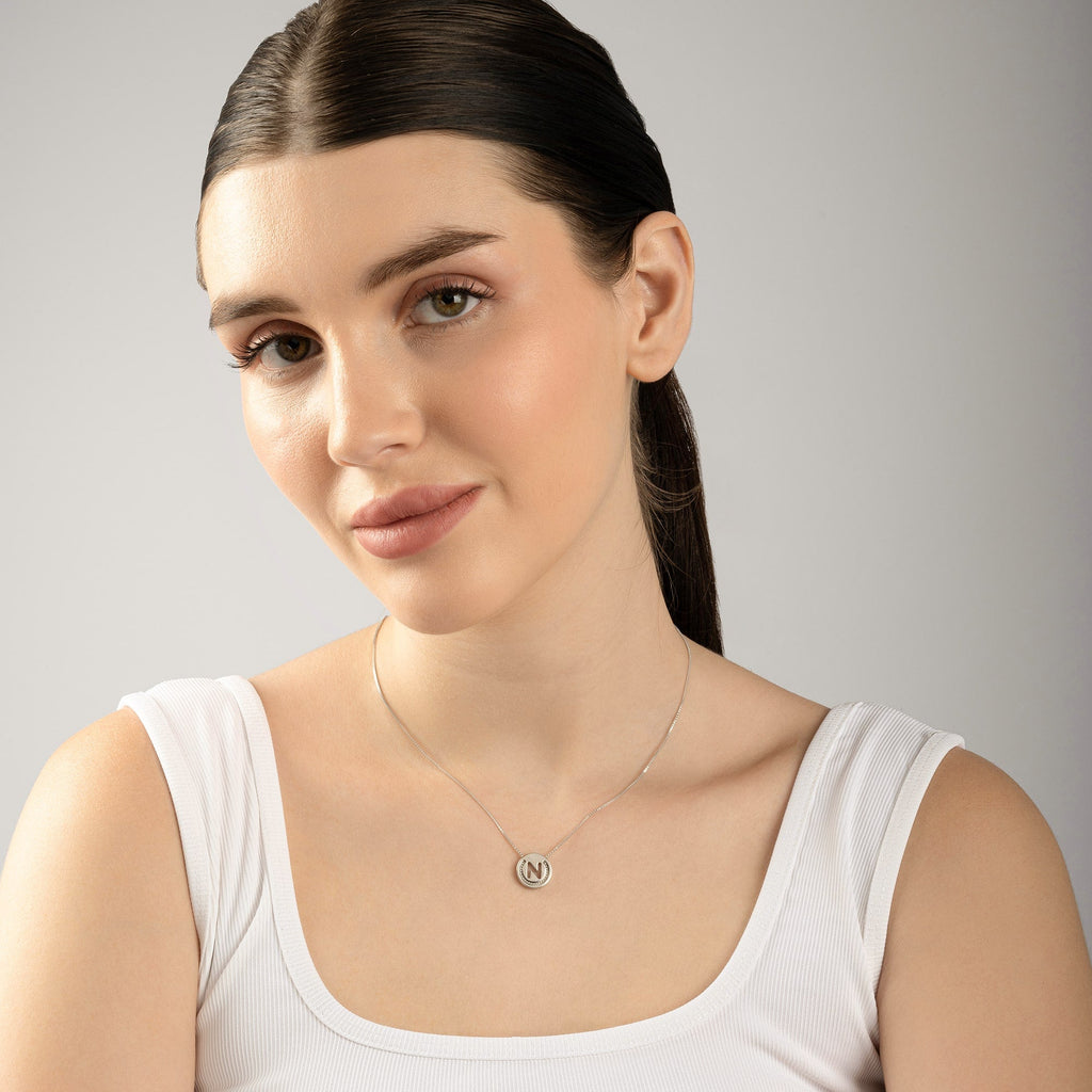 Circular Initial 'N' Necklace