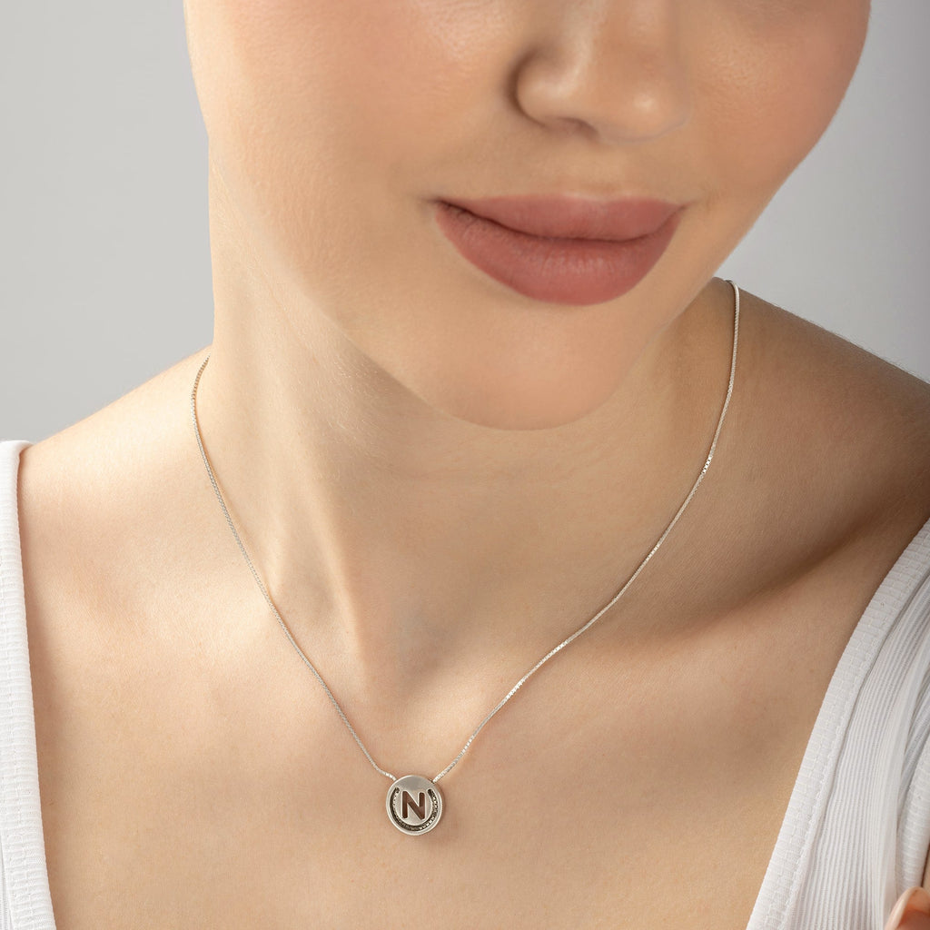 Circular Initial 'N' Necklace