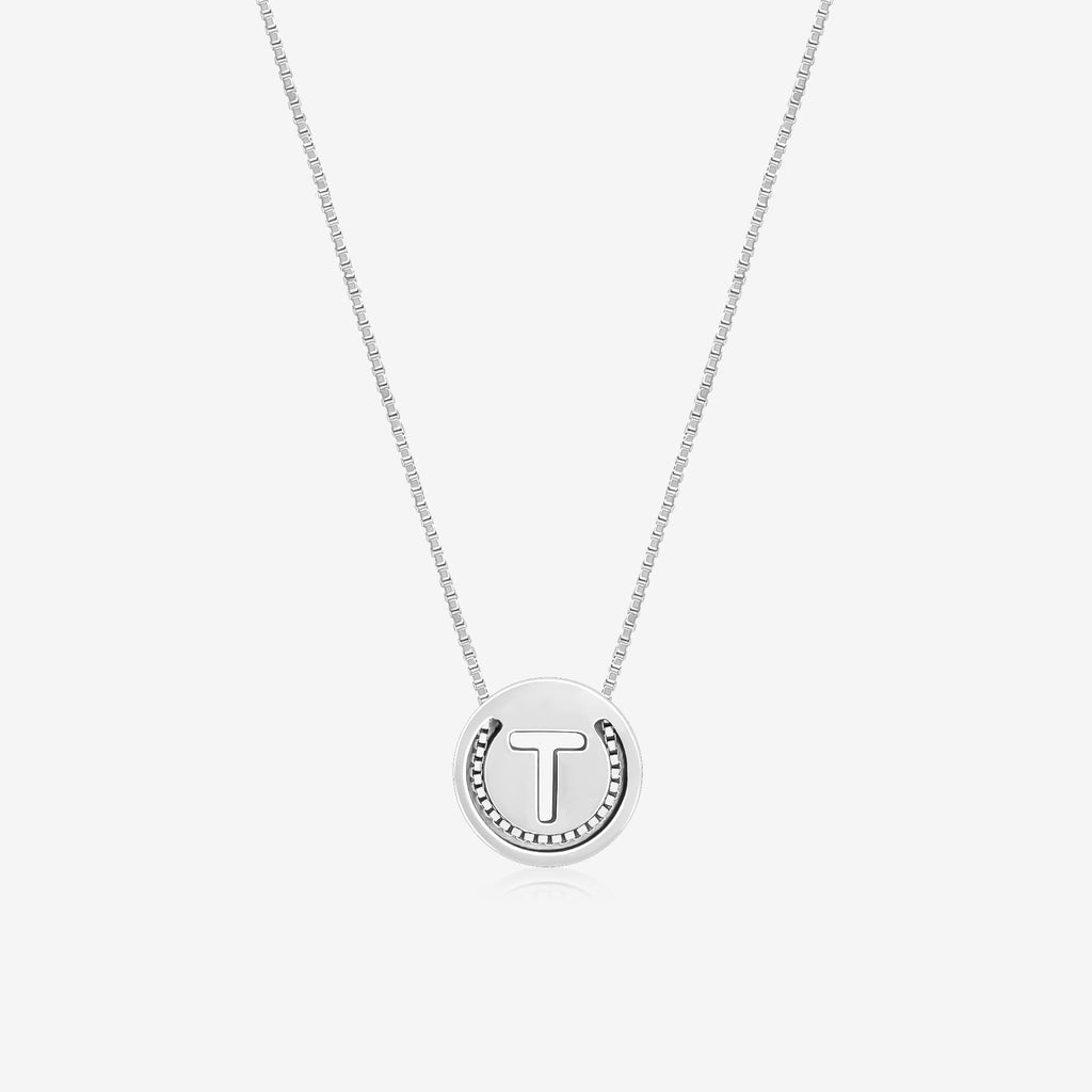 Circular Initial 'T' Necklace