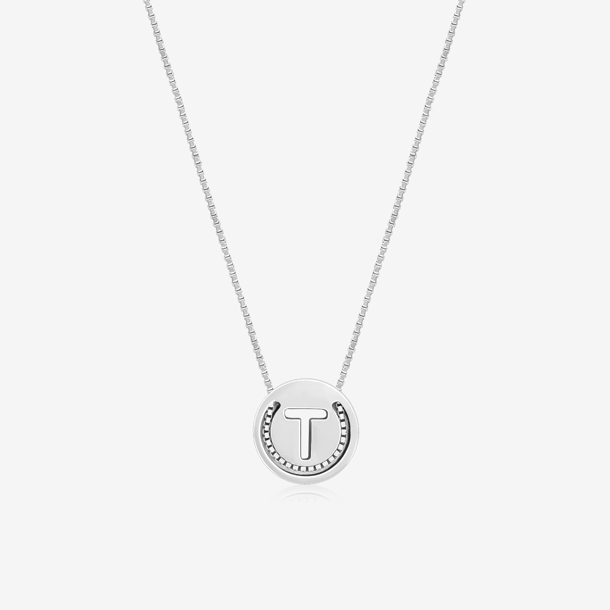 Circular Initial 'T' Necklace