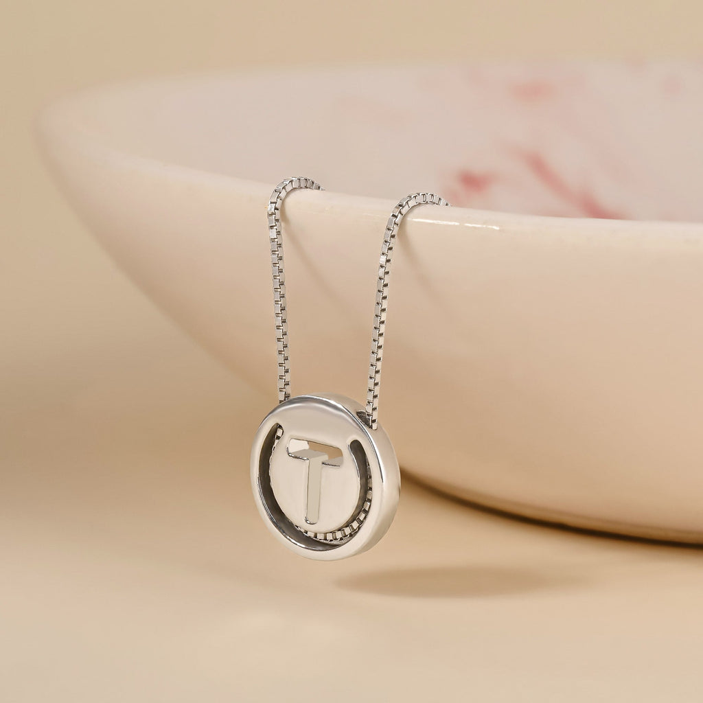 Circular Initial 'T' Necklace