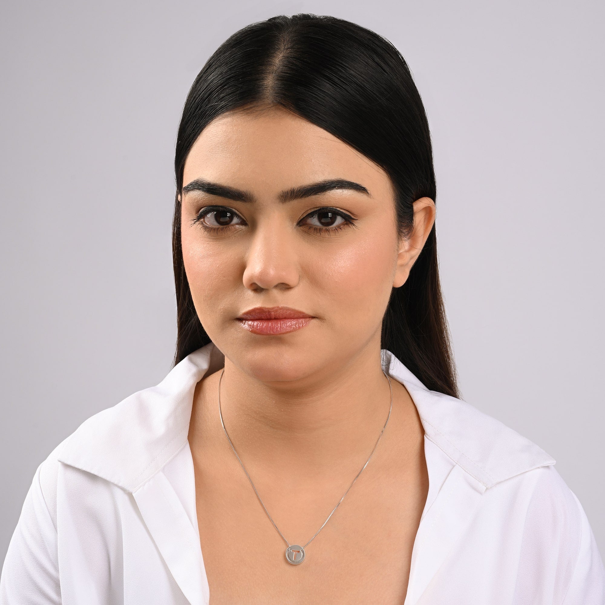 Circular Initial 'T' Necklace