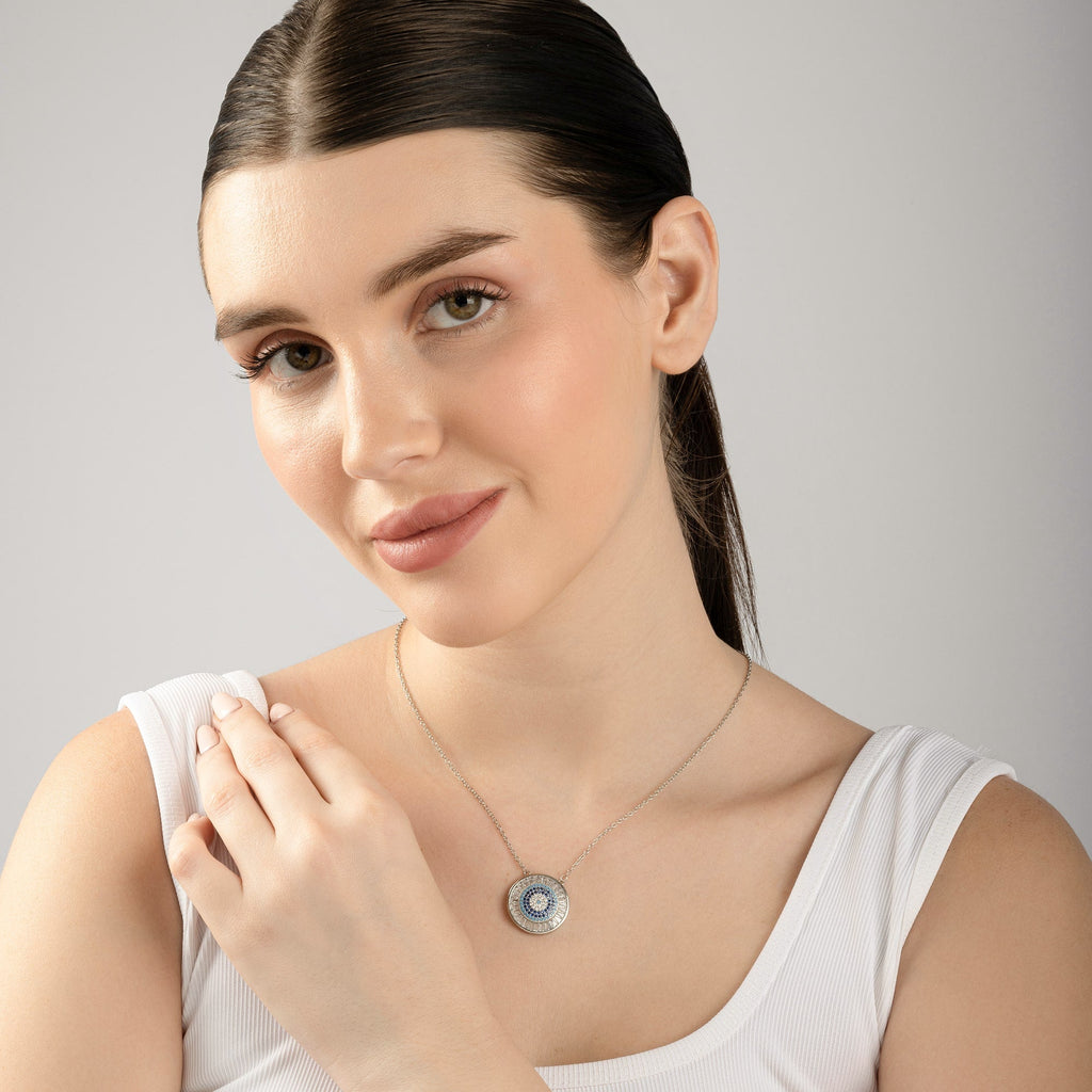 Blue Stone Circle Necklace