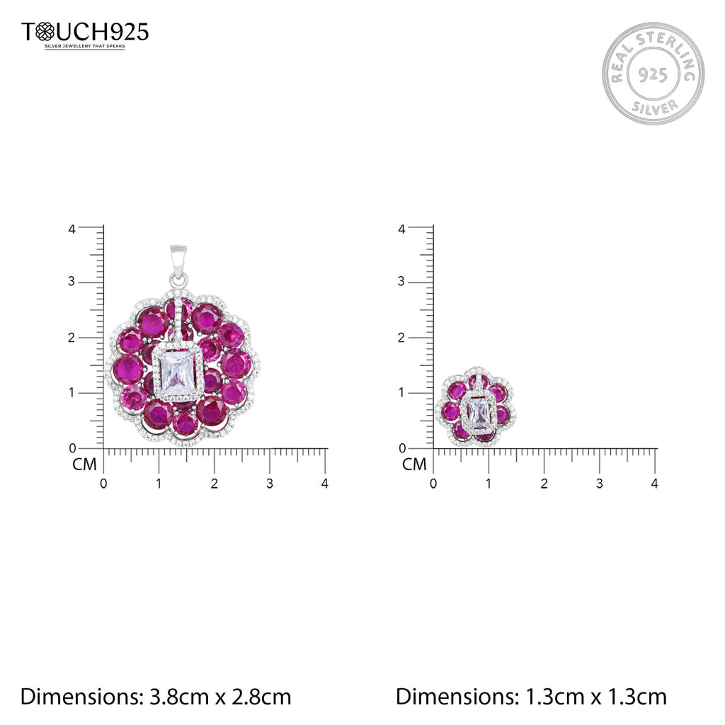 Majestic Blossom Silver Necklace Set