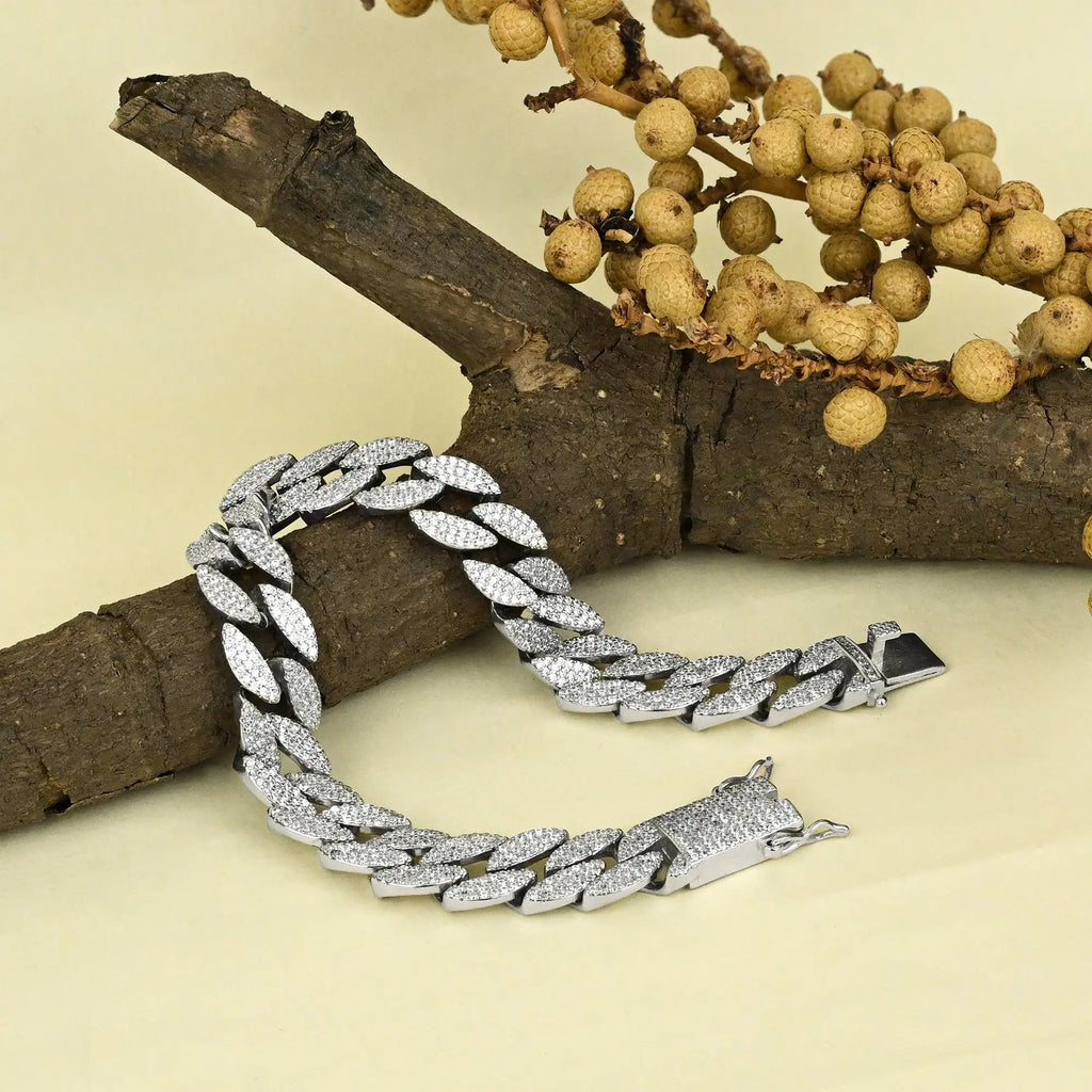 Curb Cuban Link CZ Silver Bracelet