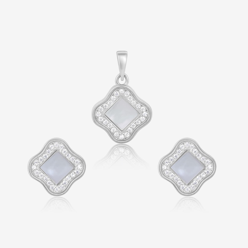 Aztec CZ Silver Pendant Set
