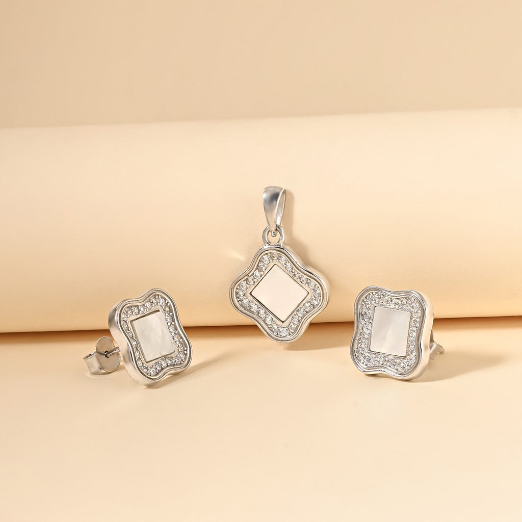 Aztec CZ Silver Pendant Set