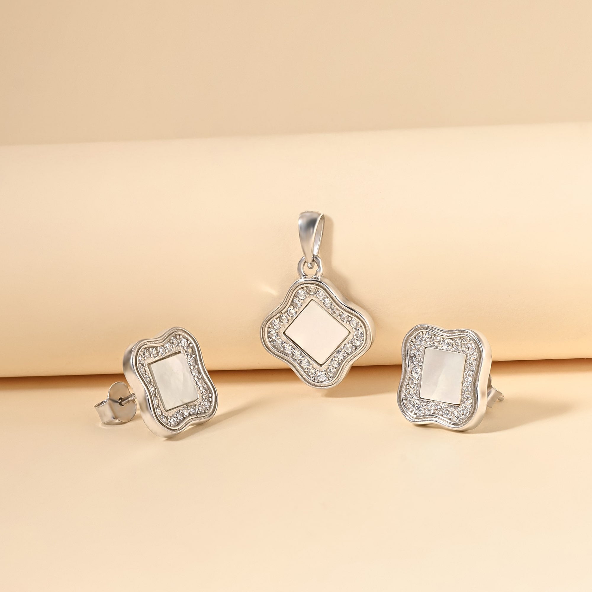 Aztec CZ Silver Pendant Set